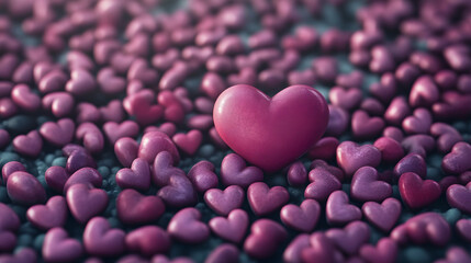 Obraz premium Heart background. Valentine Wallpaper with Pink love hearts. 3D Render