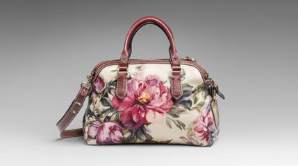 Elegant Floral Print Handbag with Stylish Leather Accents