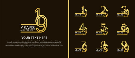 logo anniversary set. silver and gold color on brown background for special event