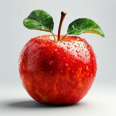 realistic beautiful red apple on white background