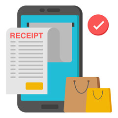 A flat design icon of mobile bill