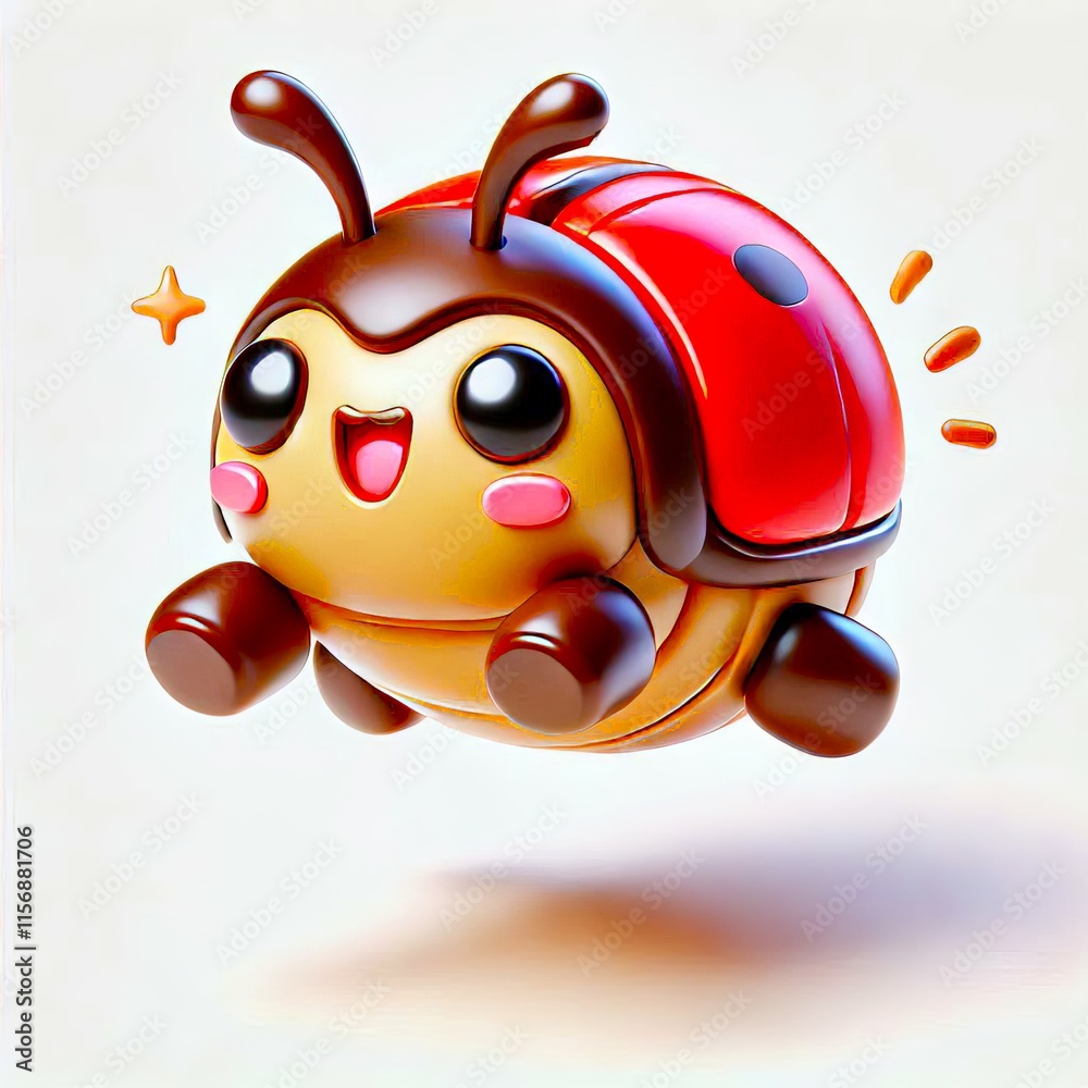 Sticker toy beetle on a white background