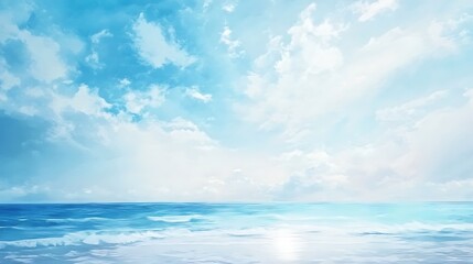 Fototapeta premium Serene Ocean Vista: Digital Painting of a Calm Seascape. AI Generated