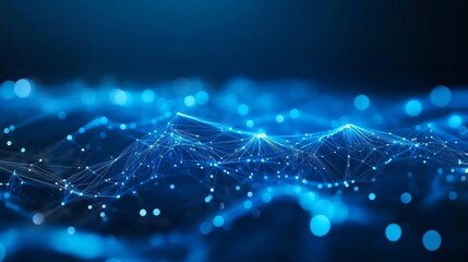 Abstract blue background with glowing geometric lines. Futuristic technology concept. Suit for brochure, corporate, website, poster, banner, cover modern