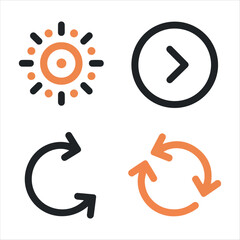 Set of four basic graphic icons, perfect for representing various actions in a user interface or digital display.