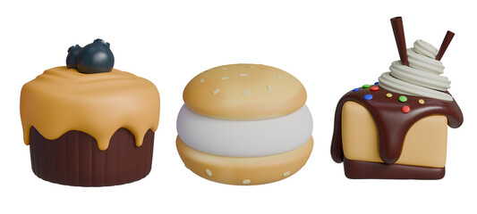 3D Cute Cartoon-Styled Desserts Collection