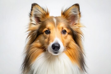 Naklejka premium Cute Shetland Sheepdog, Flat Design Illustration, White Background, Pet Dog, Puppy