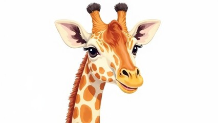 Portrait of a giraffe on a white background.