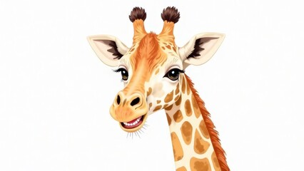 Naklejka premium Portrait of a giraffe on a white background.