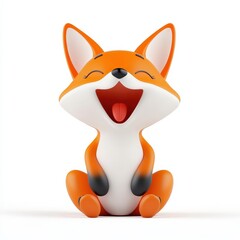 Obraz premium a cheerful fox cartoon, animal character, 3D illustration, shiny and detailed, isolated on white background