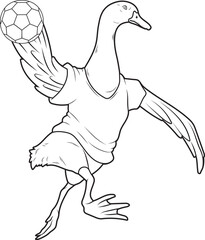 Duck Handball player Handball Animal Vector Graphic Art Illustration