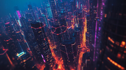 Fototapeta premium smart, digital, city, connection, network, innovation, Smart digital Innovation city with connection network reciprocity over the cityscape. of future smart wireless digital city and social media netw