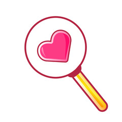 heart and magnifying glass