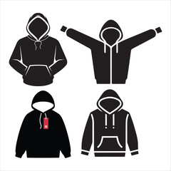 Vector Illustration of Various Stylish Hoodies silhouette on a white background