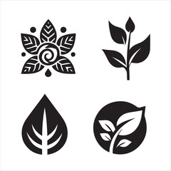 Leaf Nature icon vector silhouette on a white background