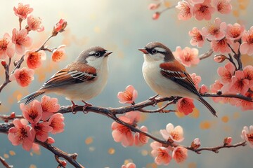Fototapeta premium beautiful birds sitting on a branch