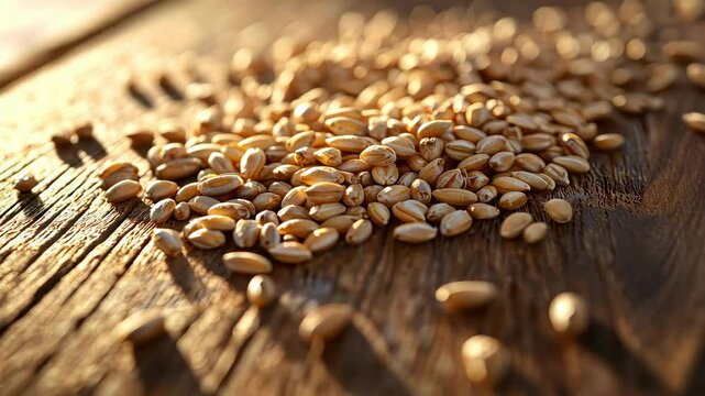 Close-up of barley on the table. Selective focus