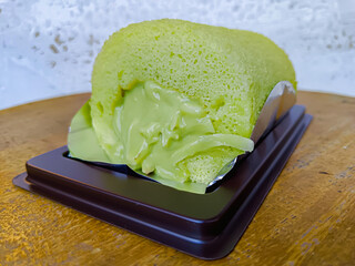 Pandan and young coconut chiffon cake, thai style.