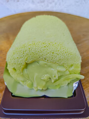 Pandan and young coconut chiffon cake, thai style.