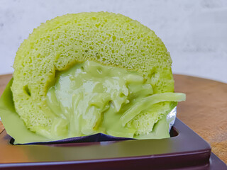 Pandan and young coconut chiffon cake, thai style.