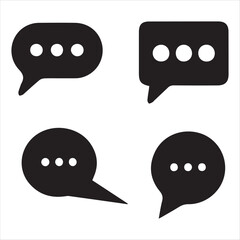 A set of four basic speech bubble icons in black on a white background. 