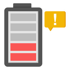 A flat design icon of mobile battery