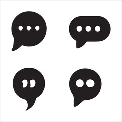 A set of four basic speech bubble icons in black on a white background. 