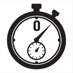 A classic stopwatch icon, perfectly black and white, suitable for websites, apps, or presentations.