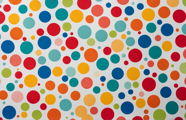 Playful polka dots in various bright colors on a white background