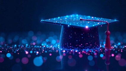 Sparkly magic graduation hat with bokeh.