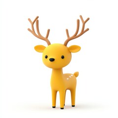 Fototapeta premium a cute deer cartoon, animal character, 3D illustration, glossy and pastel, isolated on white background