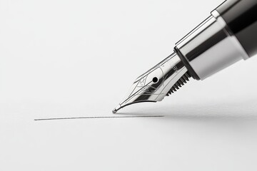 A beautiful fountain pen is leisurely writing the letter s on a piece of paper