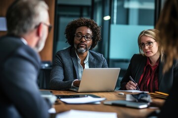 Fototapeta premium Business people are sitting around a table for a meeting