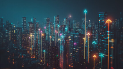 Obraz premium Smart digital Innovation city with connection network reciprocity over the cityscape. of future smart wireless city and social media networking systems that connects business people with in city