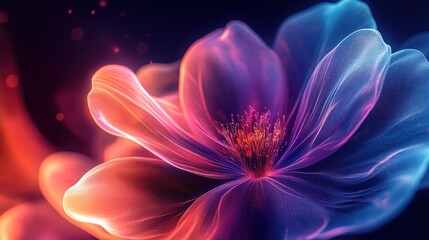 Glowing neon flower, abstract floral art.
