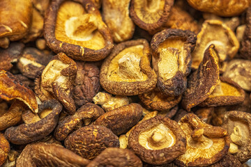 Natural Dried Shiitake Mushroom Caps in Detail