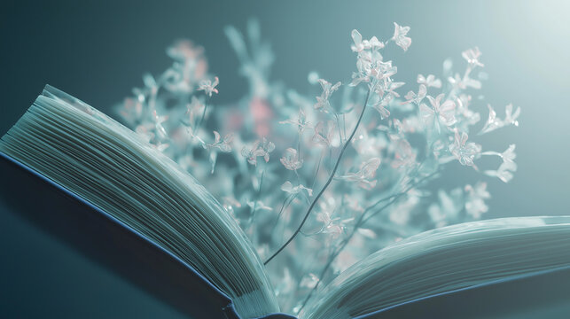 open book with flower