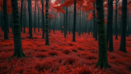 Obraz premium autumn forest in the morning