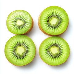 Fototapeta premium Whole and Half Kiwi Fruit Isolated on White Background, Fresh and Healthy Food Concept, Natural Fruit, Dietary Nutrition