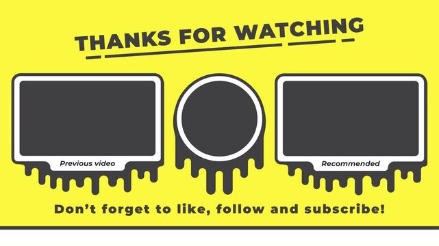 4k animation of Minimalistic YouTube end screen featuring a yellow background