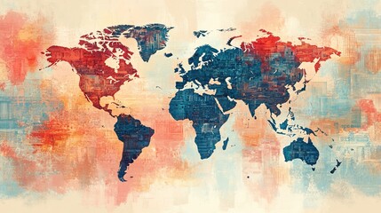 Naklejka premium Abstract world map with bonds and financial symbols, global finance