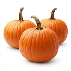 Obraz premium Pumpkins Isolated on White Background: Seasonal Decoration, Harvest Festival, Organic Farming, and Food Styling Concept