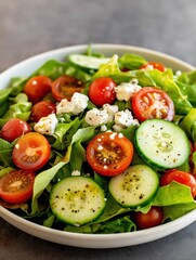 Simple Green Salad with Feta and Cucumbers