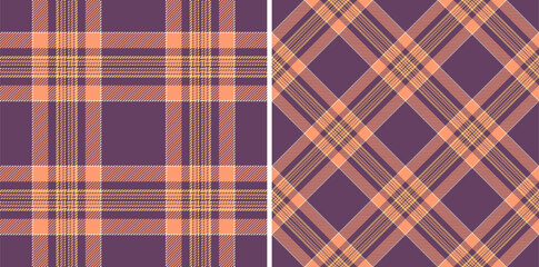 Fabric tartan textile of background pattern vector with a check texture plaid seamless. Set in sunset colors for thanksgiving fashion cozy celebration.
