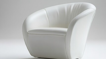 Modern white chair features sleek curves and plush upholstery, p