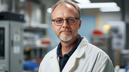 Obraz premium Close-up Photo: Confident Scientist Pensively Gazing in Modern Lab Setting. AI Generated