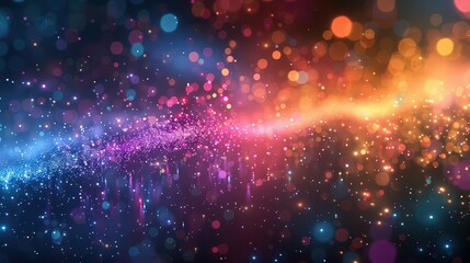 Fototapeta premium Quantum tunneling shimmers with iridescent potential, as particles transcend barriers in a breathtaking display of colorful uncertainty.
