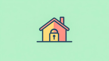 House icon with padlock symbolizing security and protection on green background