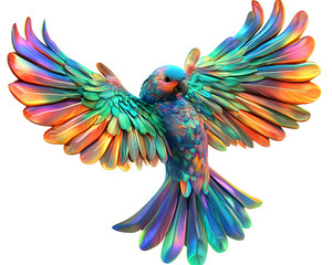 Obraz premium Vibrant Parrot in Flight with Detailed Feathers on transparent background