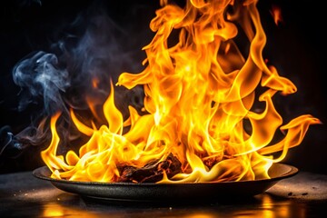 Fiery Flames on Black Background: Abstract Food Photography